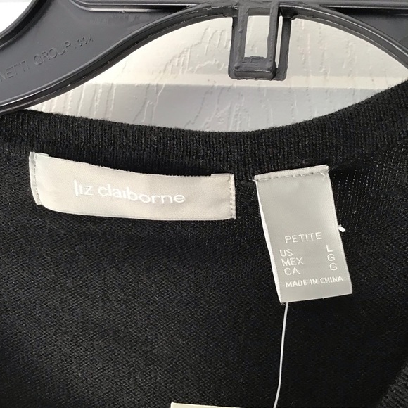 Vintage Liz Claiborne Black Cardigan With Silver Square sequence PL - Picture 8 of 10